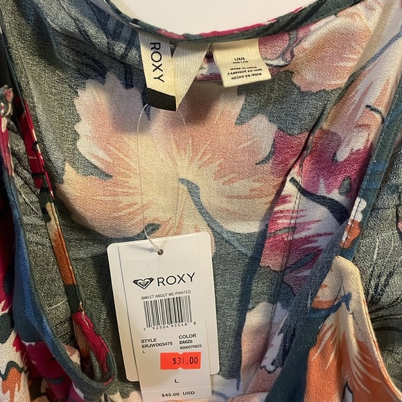 Roxy Sweet About Me Hawaiian Printed Dress NWT (L) - Picture 2 of 3